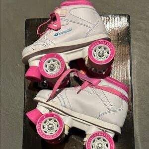 Pink and White Roller Skates